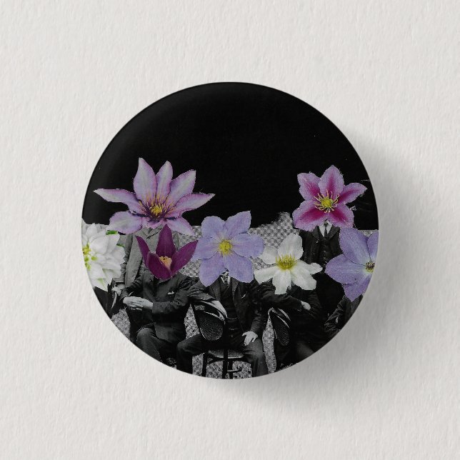 Badge Rond 2,50 Cm Têtes de fleurs dans l'espace (Devant)