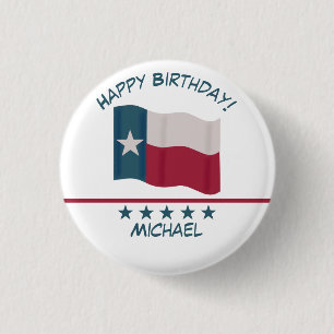 Badge Rond 2,50 Cm Texas Lone Star Drapeau Nom Personnaliser Annivers
