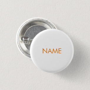 Badge Rond 2,50 Cm Texte de nom personnalisé minimaliste orange blan