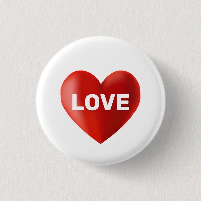 Badge Rond 2,50 Cm Texte et coeur d'amour moderne (Devant)