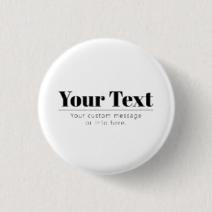 Badge Rond 2,50 Cm Texte rétro-modern élégant Noir & Blanc