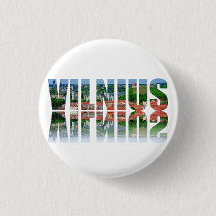 Badge Rond 2,50 Cm Texte Vilnius avec réflexion