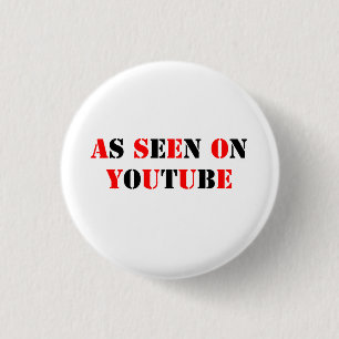Badge Rond 2,50 Cm Texte Vu Sur Youtube- -Rouge/Noir