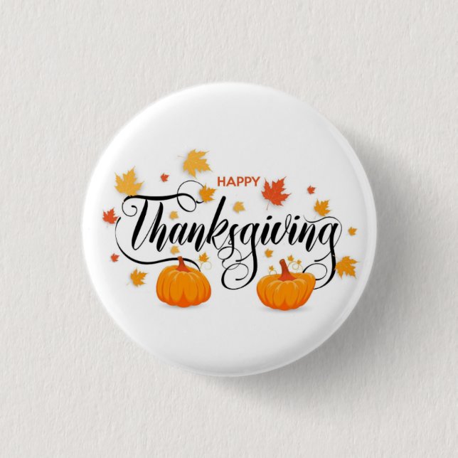Badge Rond 2,50 Cm Thanksgiving Pin Button — Pumpkin Pin Button (Devant)