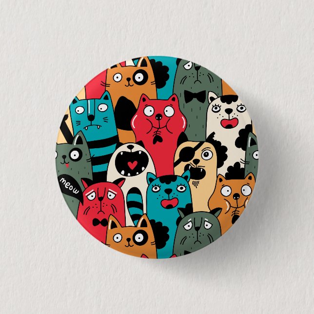 Badge Rond 2,50 Cm The crowd of cats (Devant)