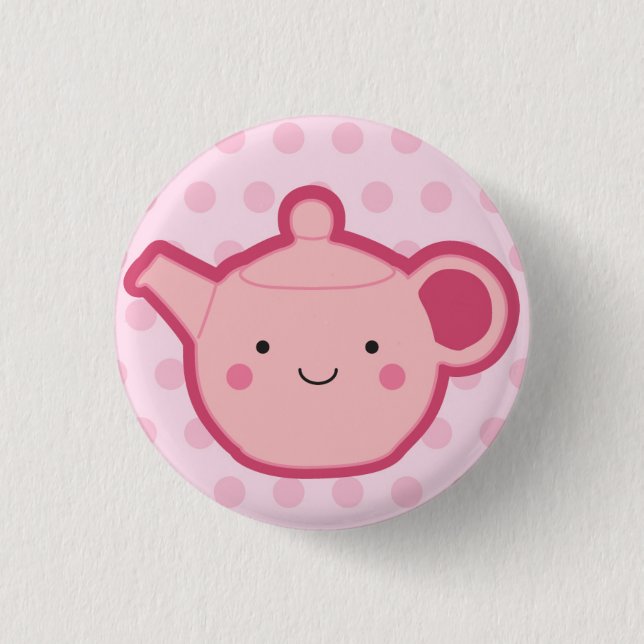 Badge Rond 2,50 Cm Théière rose (Devant)