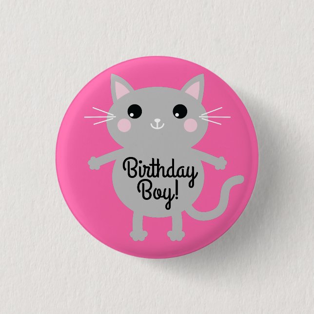 Badge Rond 2,50 Cm Thème de fête d'anniversaire de Cat Cute Kitty (Devant)