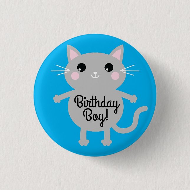 Badge Rond 2,50 Cm Thème de fête d'anniversaire de Cat Cute Kitty (Devant)
