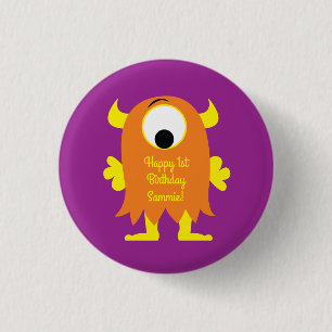 Badge Rond 2,50 Cm Thème de fête d'anniversaire de monstres mignons e