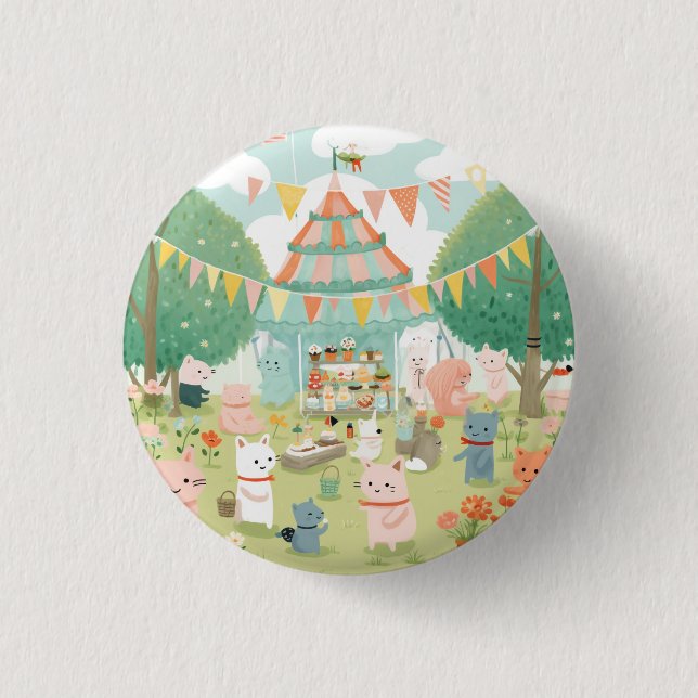 Badge Rond 2,50 Cm Thème de fête mignon. Anniversaire (Devant)