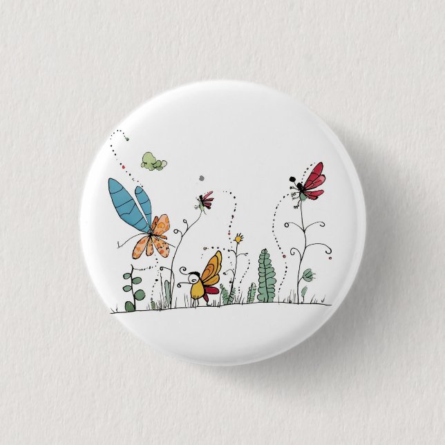 Badge Rond 2,50 Cm thème papillons et fées (Devant)
