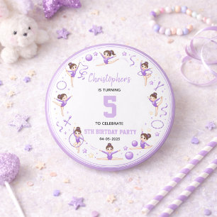 Badge Rond 2,50 Cm Thème Sportif de Gymnastique Rythmique Violet Mign