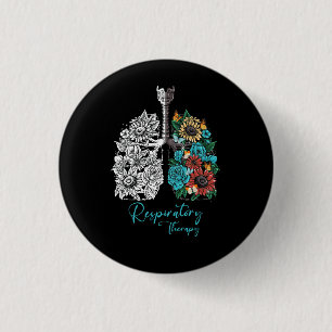 Badge Rond 2,50 Cm Thérapie respiratoire Fleur Poumon Therap respirat