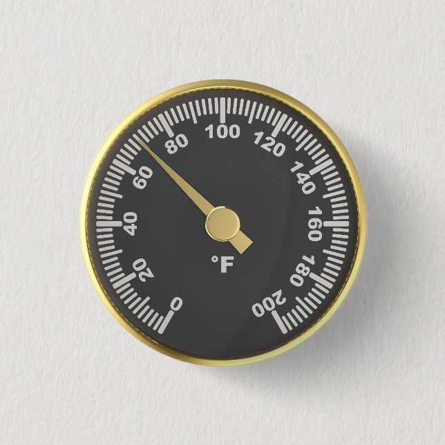 Badge Rond 2,50 Cm Thermomètre rond doré (Devant)