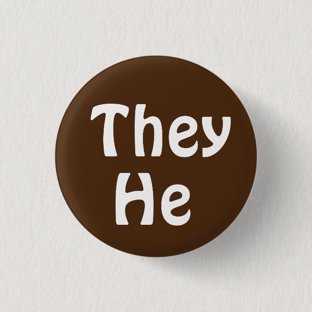 Badge Rond 2,50 Cm They He Pronouns Button (Devant)