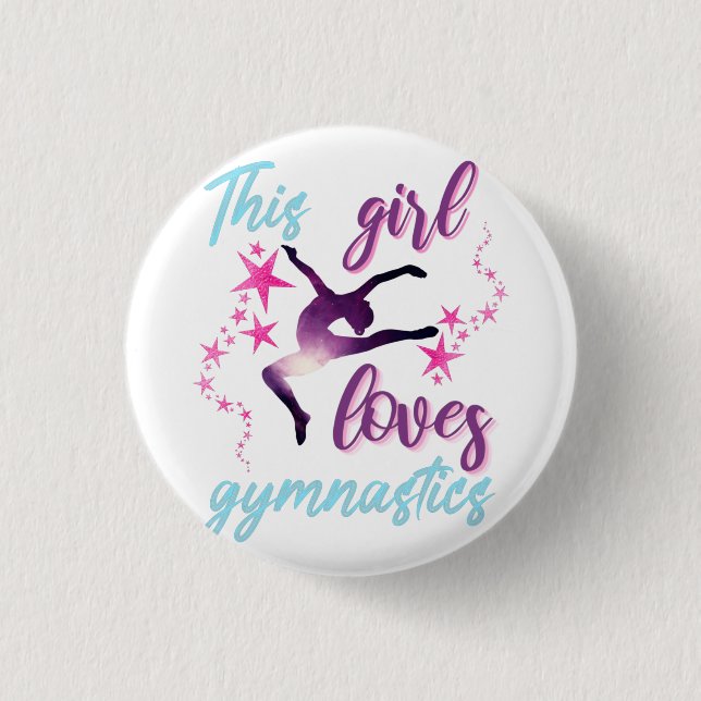 Badge Rond 2,50 Cm This Girl Loves Gymnastics Stars Leap (Devant)
