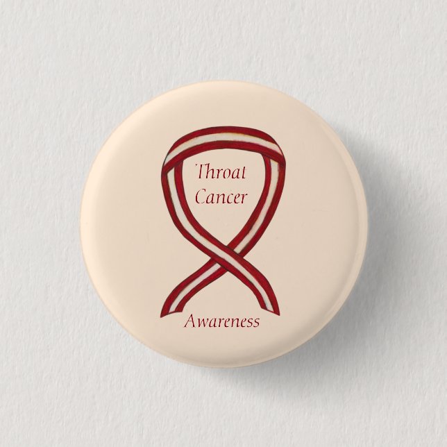 Badge Rond 2,50 Cm ThroCancer Sensibilisation Ruban Rayures de ruban  (Devant)