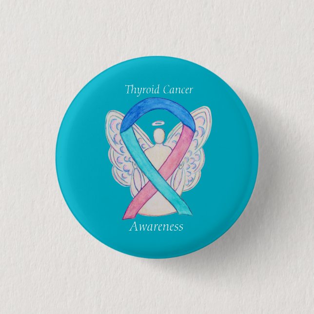 Badge Rond 2,50 Cm Thyroïde Cancer Sensibilisation de l'angle Écorces (Devant)