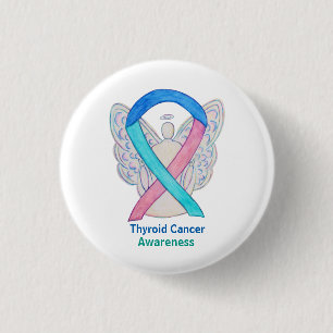 Badge Rond 2,50 Cm Thyroïde Cancer Sensibilisation Ruban Angel Bouton