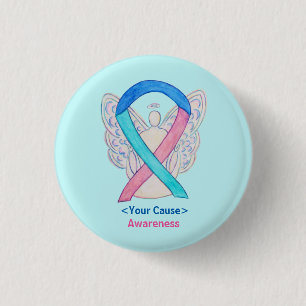 Badge Rond 2,50 Cm Thyroïde Cancer Sensibilisation Ruban Angel Bouton