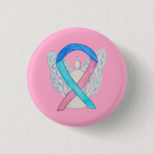 Badge Rond 2,50 Cm Thyroïde Cancer Sensibilisation Ruban Angel Pin bo