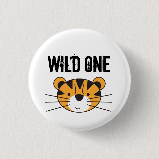 Badge Rond 2,50 Cm Tiger Illustration Wild one Safari anniversaire fê (Devant)