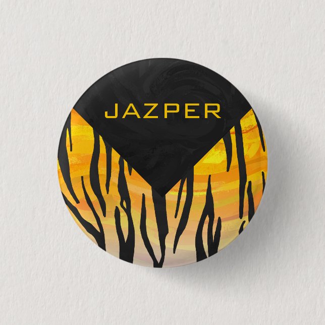 Badge Rond 2,50 Cm Tiger noir et orange (Devant)