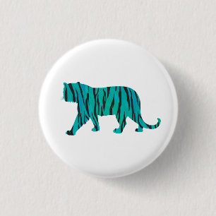 Badge Rond 2,50 Cm Tiger noir et Turquoise