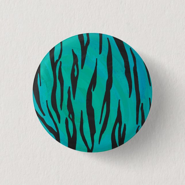 Badge Rond 2,50 Cm Tiger noir et Turquoise (Devant)