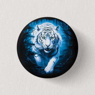 Badge Rond 2,50 Cm Tigre Blanc Mystique de la Forêt