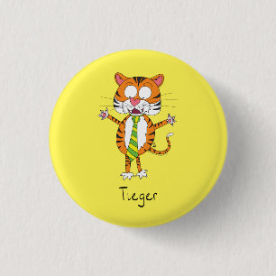 Badge Rond 2,50 Cm Tigre Drôle en cravate Dessin animé Enfants
