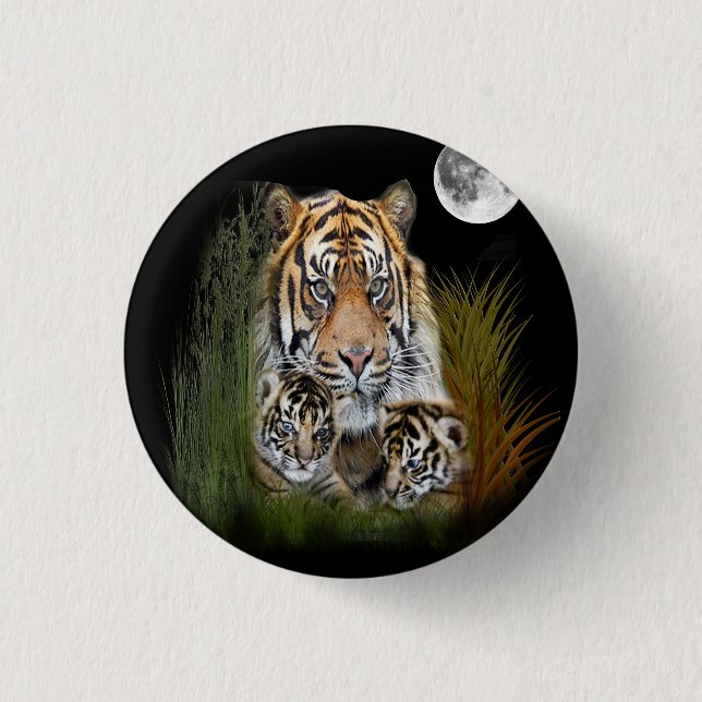 Badge Rond 2,50 Cm Tigre et petits (Devant)
