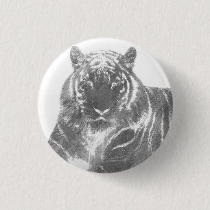 Badge Rond 2,50 Cm Tigre noir et blanc