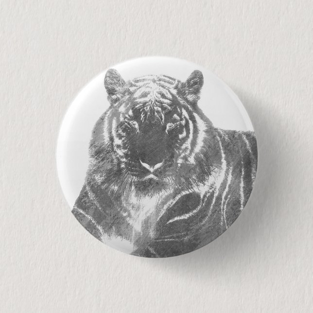 Badge Rond 2,50 Cm Tigre noir et blanc (Devant)