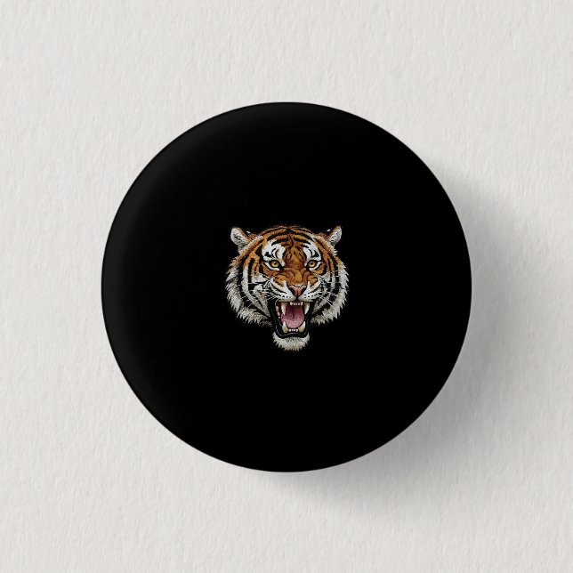 Badge Rond 2,50 Cm Tigre Rugissant (Devant)