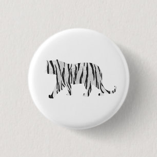 Badge Rond 2,50 Cm Tigre Silhouette Noir et Blanc