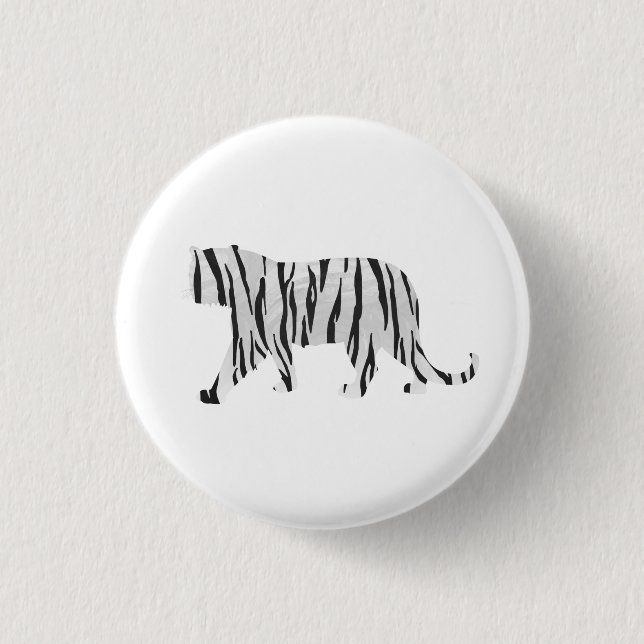 Badge Rond 2,50 Cm Tigre Silhouette Noir et Blanc (Devant)