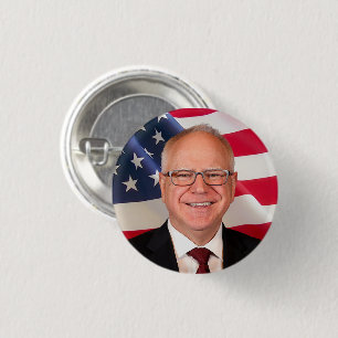 Badge Rond 2,50 Cm Tim Walz pour l'Amérique