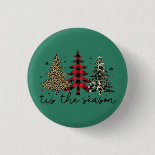 Badge Rond 2,50 Cm "Tis the Season" Plaid Leopard Christmas Trees