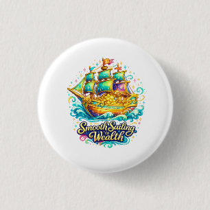 Badge Rond 2,50 Cm Titre Navigation Fluide Navire de Richesse Bouton