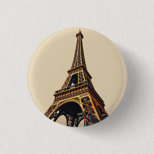 Badge Rond 2,50 Cm Titre : Silhouette élégante de la Tour Eiffel