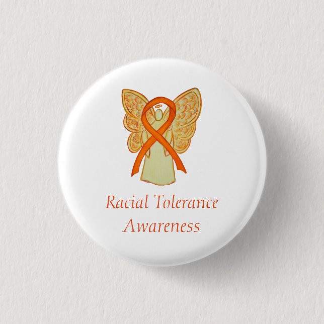Badge Rond 2,50 Cm Tolérance raciale Angle de sensibilisation orange  (Devant)