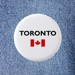 Badge Rond 2,50 Cm Toronto Canada Drapeau canadien Couleur claire