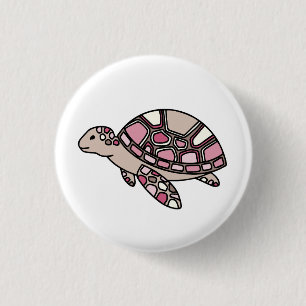 Badge Rond 2,50 Cm Tortue de mer rose