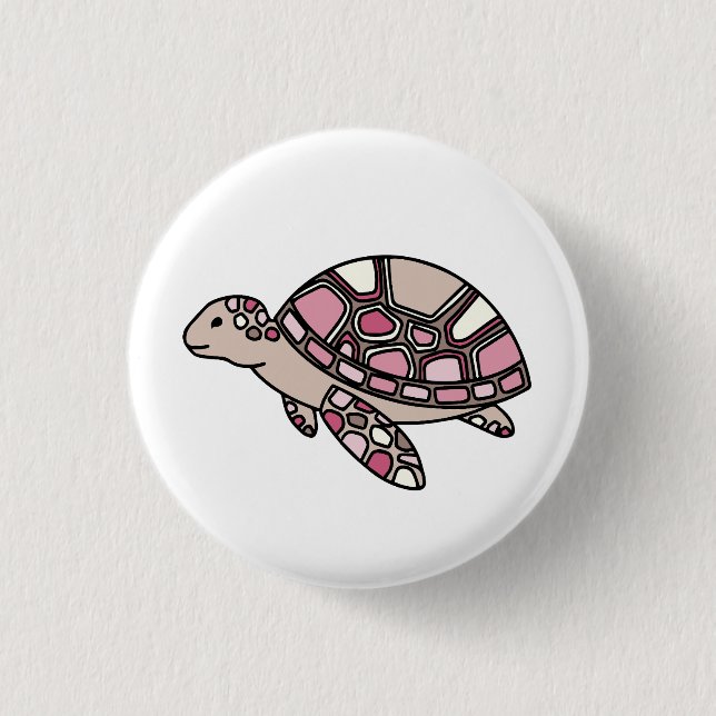 Badge Rond 2,50 Cm Tortue de mer rose (Devant)