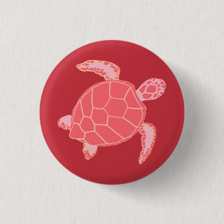 Badge Rond 2,50 Cm Tortue de mer rose corail