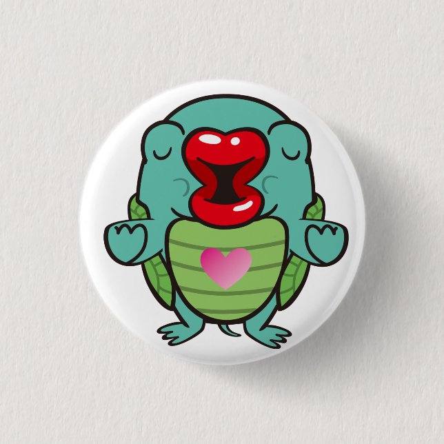 Badge Rond 2,50 Cm tortue embrassante (Devant)