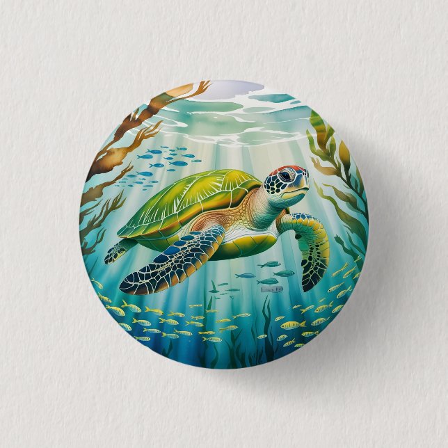 Badge Rond 2,50 Cm Tortue peinte (Devant)