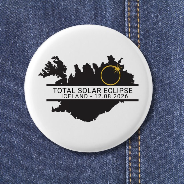 Badge Rond 2,50 Cm Total Solar Eclipse August 12 2026 – Iceland (Edit text via template if you wish to make changes)