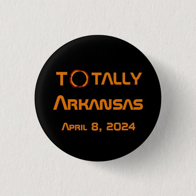 Badge Rond 2,50 Cm Totalement Arkansas 2024 Solar Eclipse (Devant)